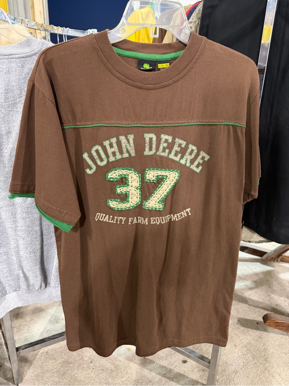 John Deere Brown Short Sleeve Tee with Green Accent Graphic